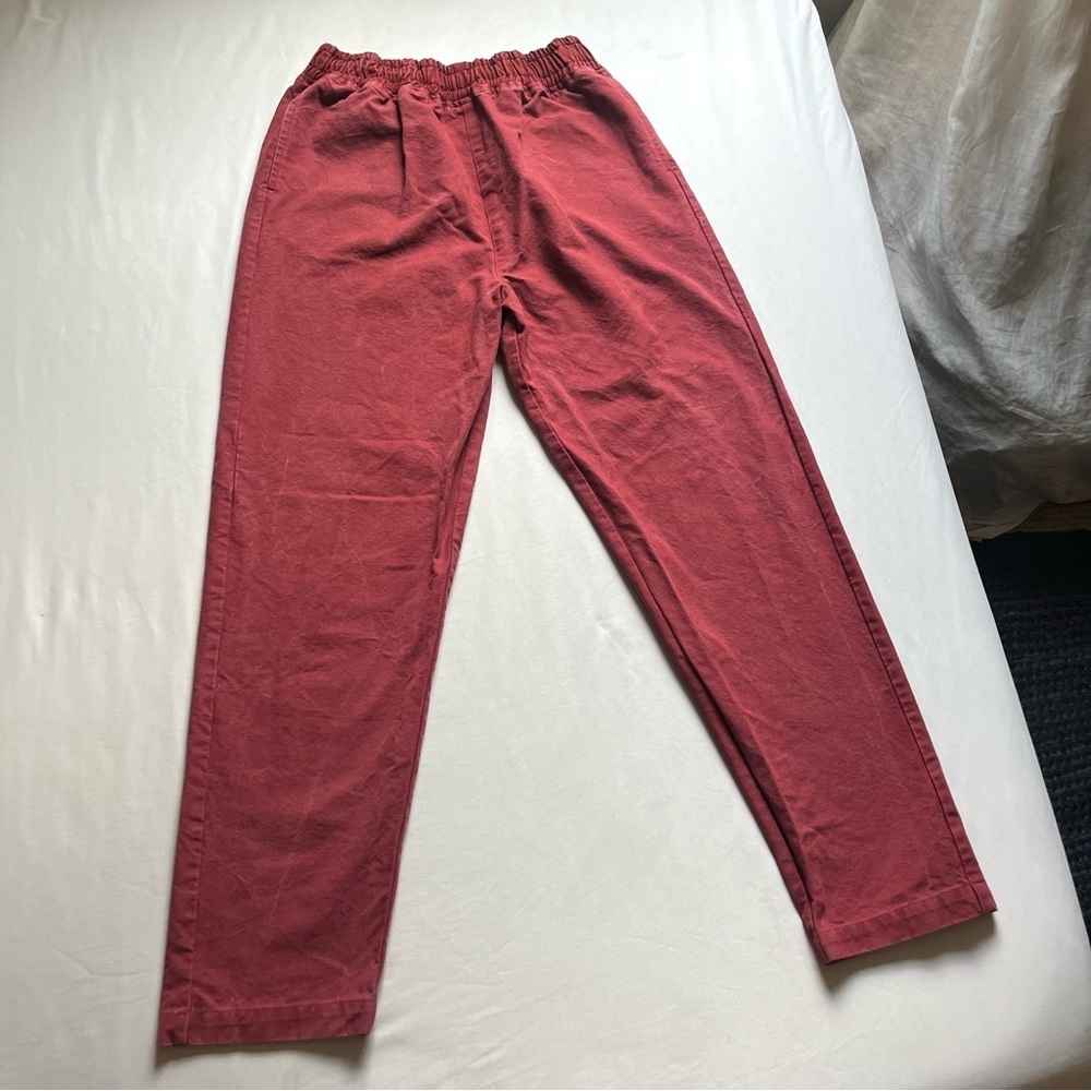THE JAM red garment dyed denim tapered‎ slim leg cropped pants